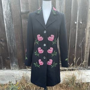 Anna Sui embroidered wool coat size 4